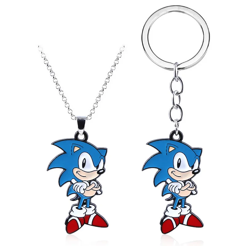 

THE HENGEHOG Jewelry Necklaces SONIC Cartoon Figure Pendant Link Chain Necklace Keyring for Women Men Kids