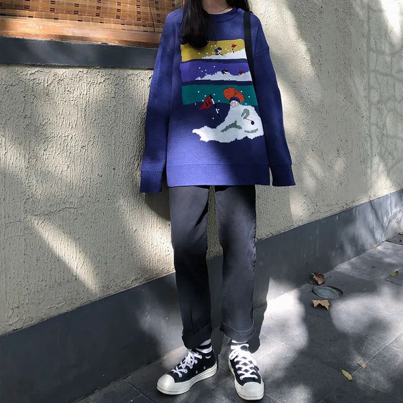 3 colors 2019 autumn and winter cartoon christimas knitted warm sweaters womens pullovers (X1213) | Женская одежда