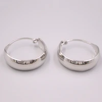 fine pure s925 sterling silver earrings women 206mm smooth hoop earrings