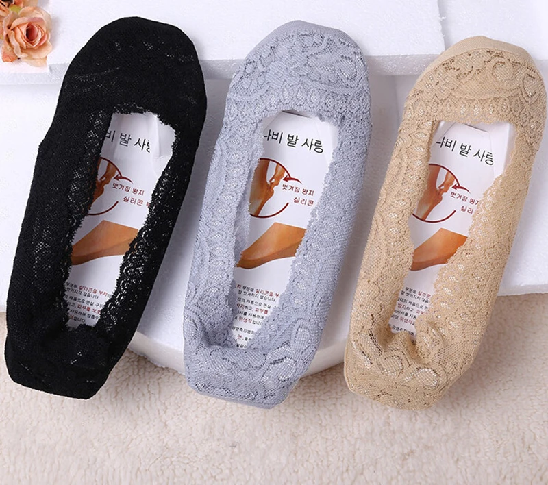 

Boat socks 1 Pair Women's Lace Antiskid Invisible Liner Low Cut Socks Boat 5 Colors