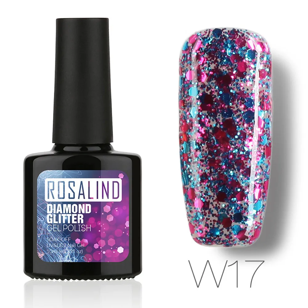 Q ROSALIND10ML бриллианты гель лак для ногтей Гель-лак УФ светодиодный голографический лак для ногтей лак для стемпинга - Цвет: Q