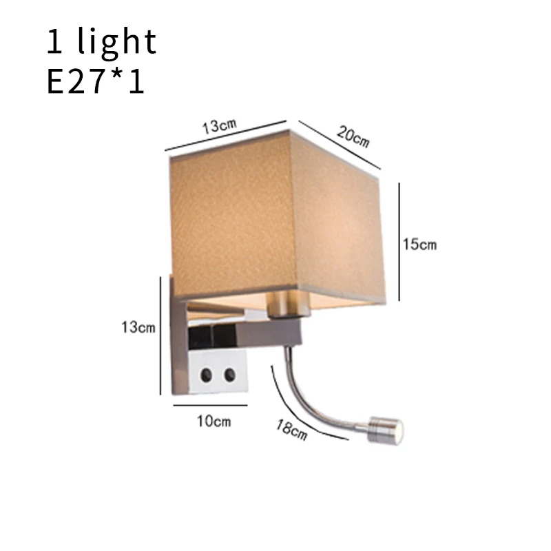 Светодиодный настенный светильник с тканевым абажуром прикроватный Настенный