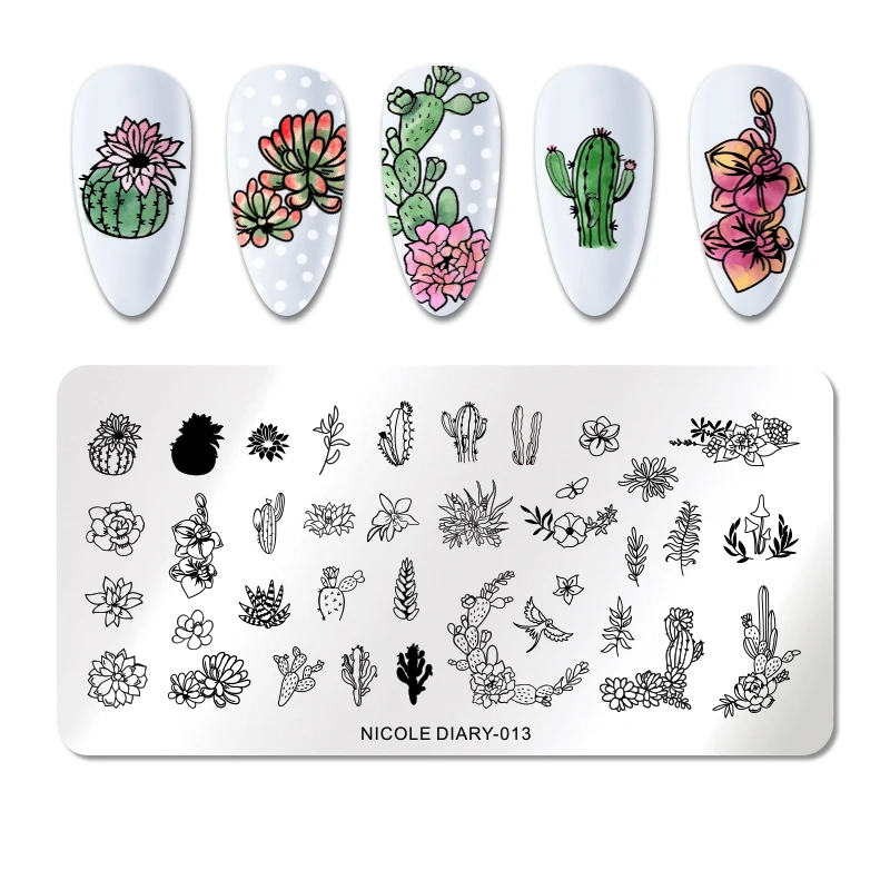 013 NICOLE DAIRY Flower Plants Nail Art Штамп для штамповки ногтей шаблон цветочный дизайн DIY Изображение пластины трафарет Маникюр Инструмент для печати - Цвет: 013