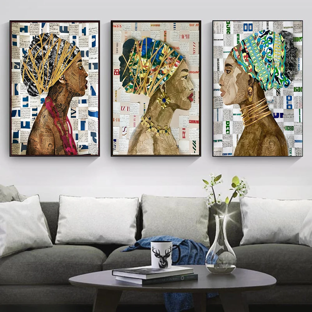 Классическая африканская женщина фотография абстрактная буква голова настенная