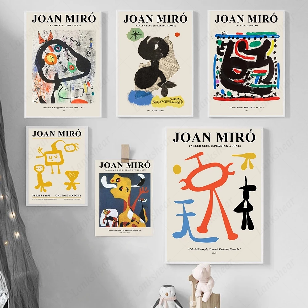 

Joan Miro Famous Decorative Paintings Abstract Canvas Painting Posters and Prints Wall Art Pictures Abstract Home Decor Cuadros