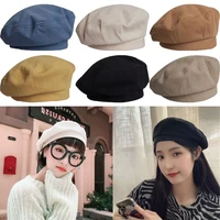 casual cotton classic stretchable french style beanie beret hat artist painter hat solid color cap