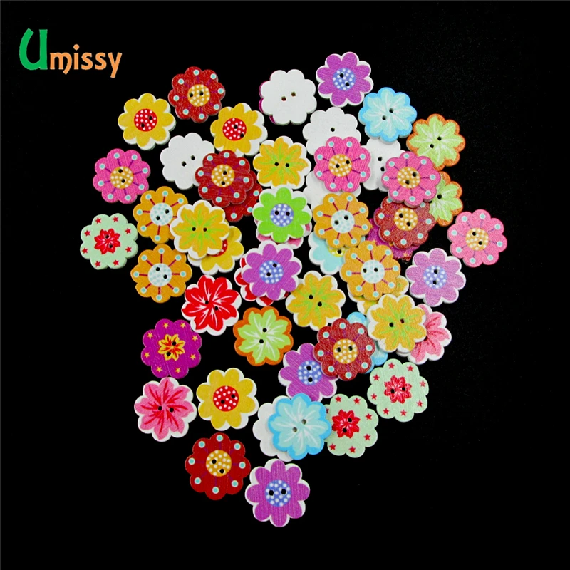 50 шт. Швейные аксессуары для скрапбукинга деревянные кнопки красочные смешанные