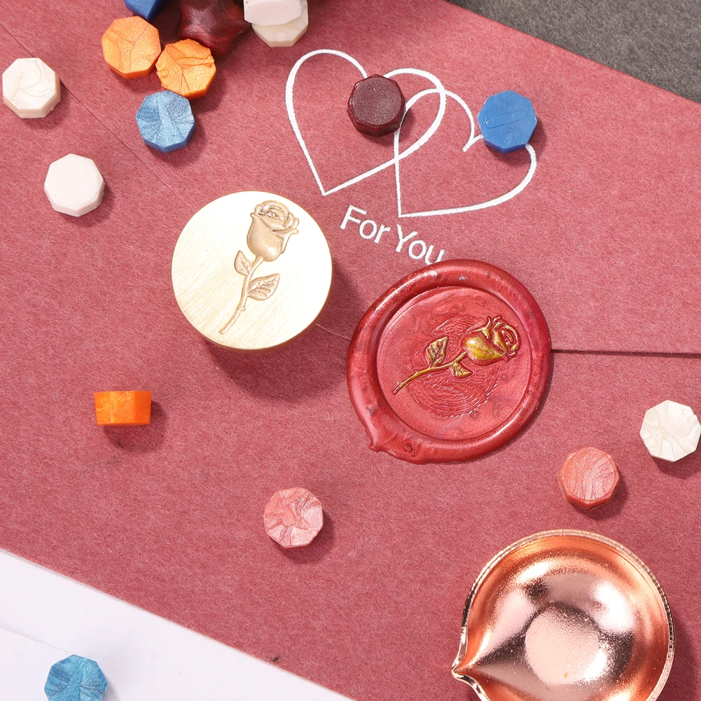 

Brass Round Fire Lacquer Seal Head without Handle Elegant Wax Sealing Stamp DIY Envelope Sealing Stamps Decorative Wedding