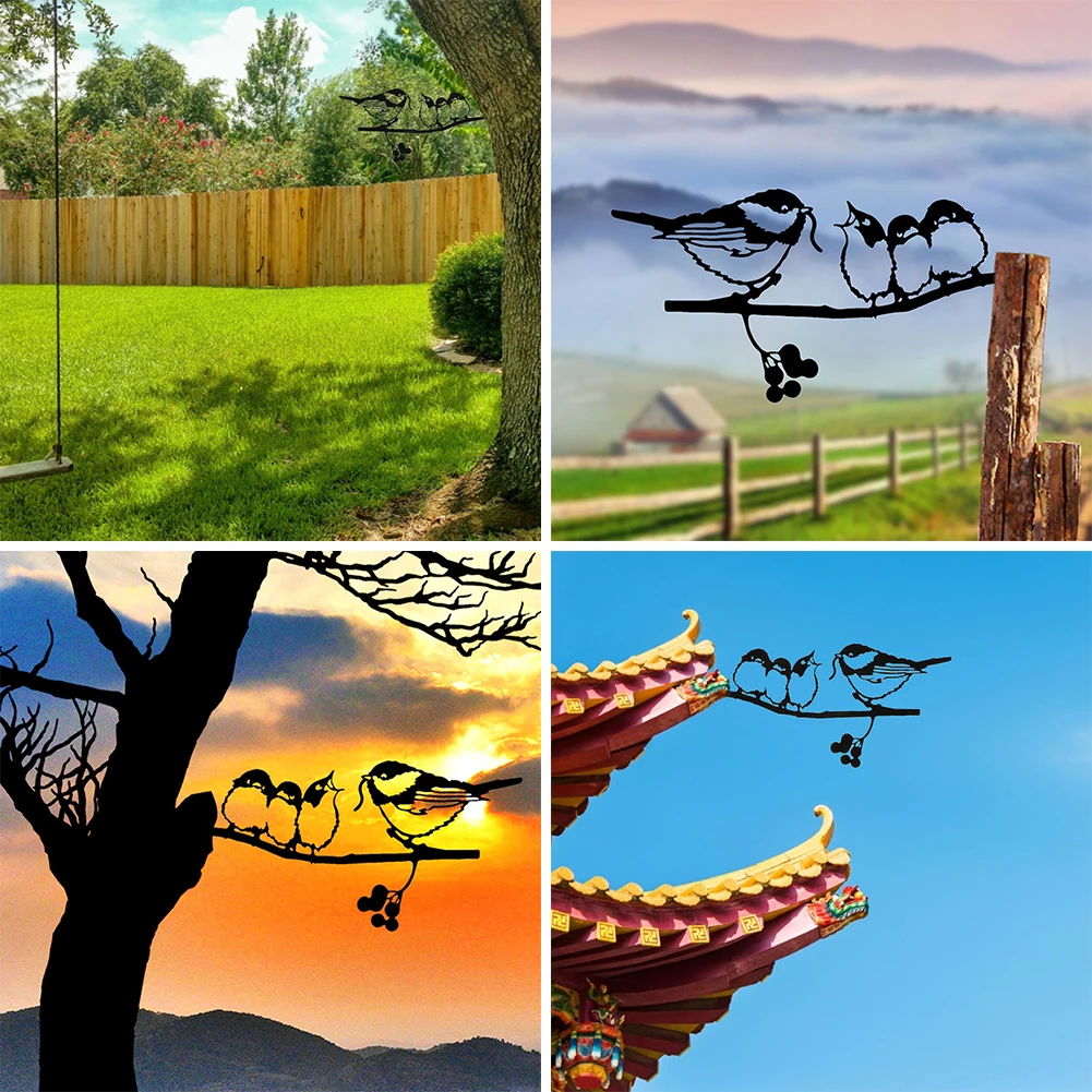 

Garden Ground Insert Art Iron Decor Rust-free Metal Bird Stake Backyard Branch Yard Animal Easter Statue Courtyard Decoration