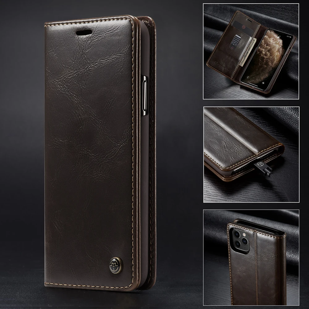 Магнитный кожаный чехол для iPhone 11 Pro XS Max X XR деловой Чехол бумажник 5 6 6S 8 7 Plus с