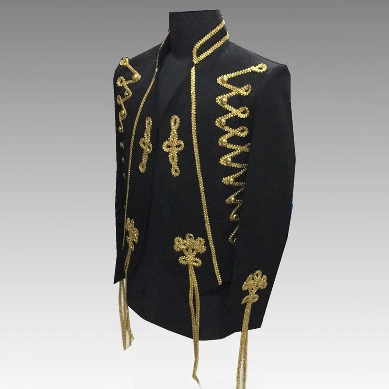 Мужской Блейзер золотого цвета сценические костюмы для выступления|Смокинги и -