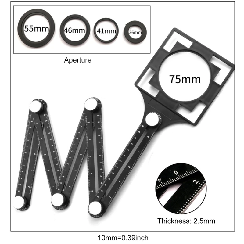 

2021 New Multifunctional Universal Six-Fold Folding Ruler Aluminum Alloy Angle Finder Gauge Multi-Angle Template Folding Rule