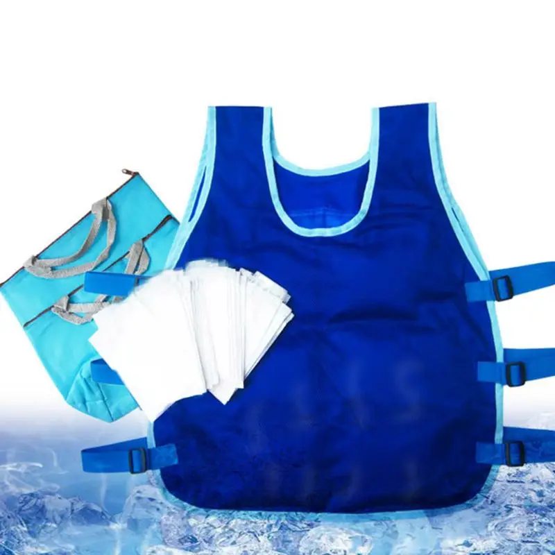 

Summer Cooling Vest With 24PCS Ice Packs And 2 Insulated Bag ICY Cooling Vest Heat Resistant Apron For Men and Women Q1JE