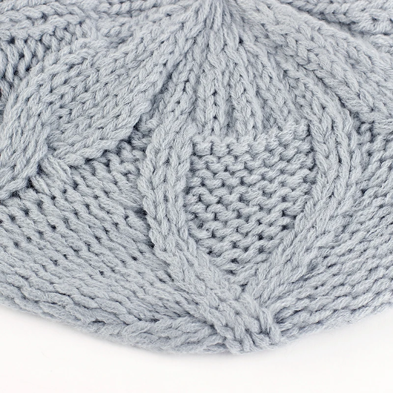 

Geebro Fashion Lady Spring Winter Knitted Berets Hat Warm Hat Solid Color Caps Women Hats Slouchy Elegant Female Turban