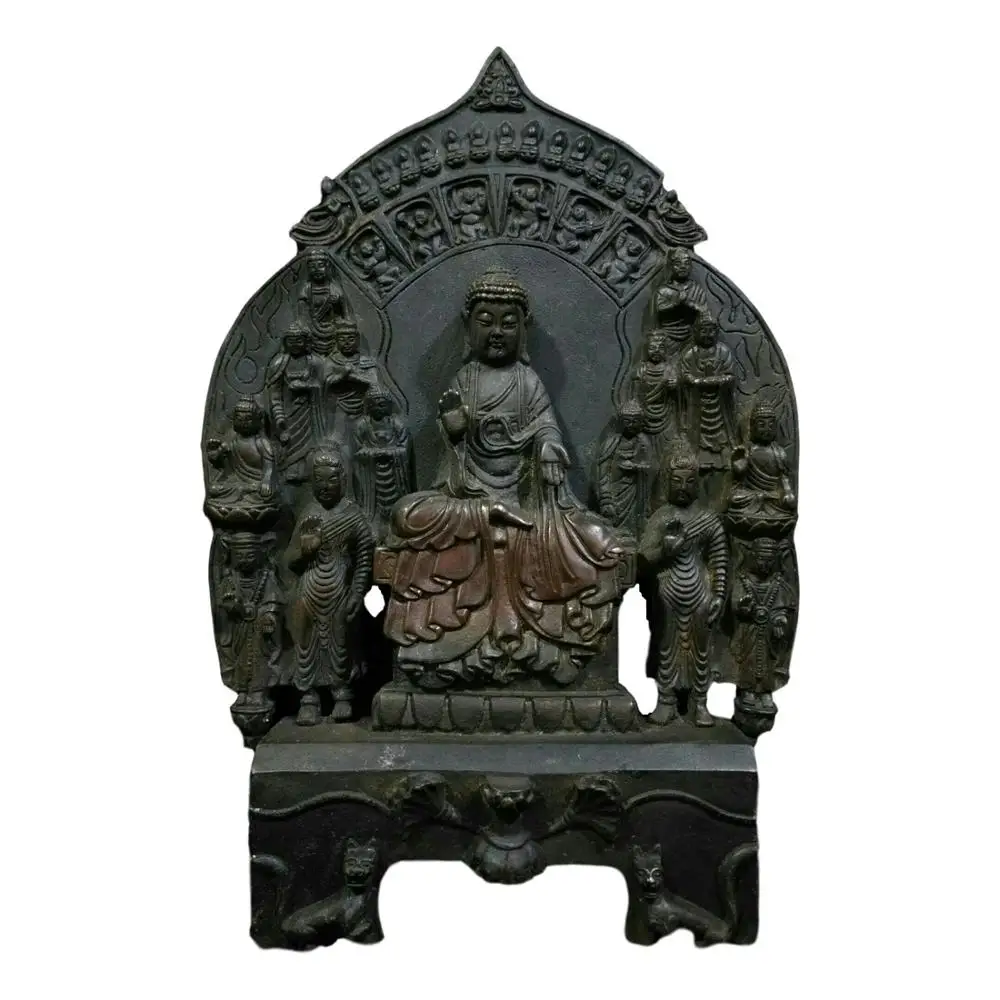 

LaoJunLu Old Tibetan Purple Copper Shape Of The Northern Wei Dynasty "Shakyamuni Buddha And Disciple" Imitation antique bronze