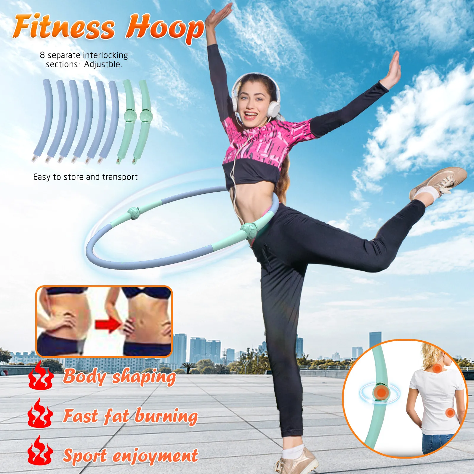 

Fitness Hoop Removable Pe Hoop Yoga Waist Exercise Fitness Hoop Adults Professional Detachable Exercise Hoop Adjustable Size