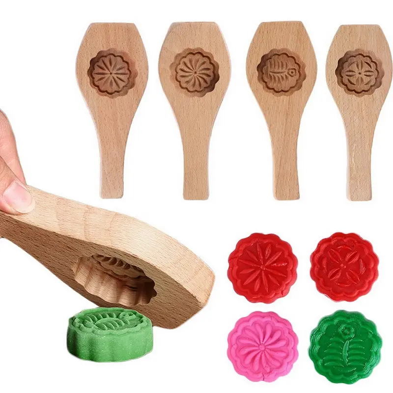 Цветы Mooncake прессформа ручной работы деревянная экологический DIY Инструменты для
