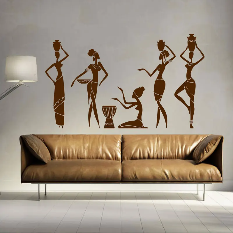 АФРИКАНСКАЯ ДЕВУШКА женщины Танцующая художественная Настенная Наклейка Группа