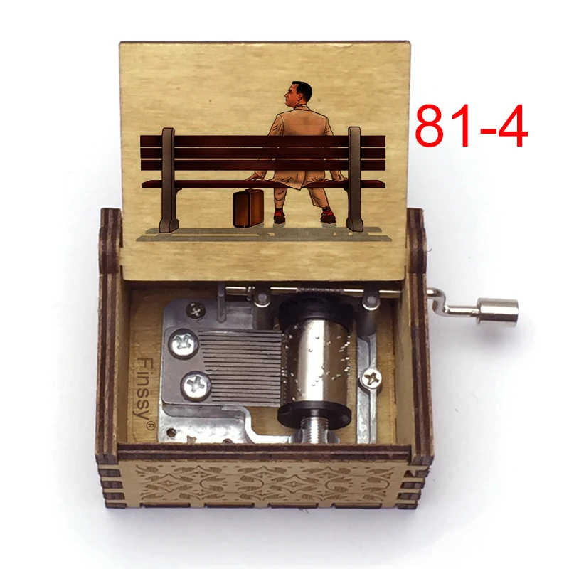 Деревянная музыкальная шкатулка Forrest Gump Музыкальная с цветным принтом для рук