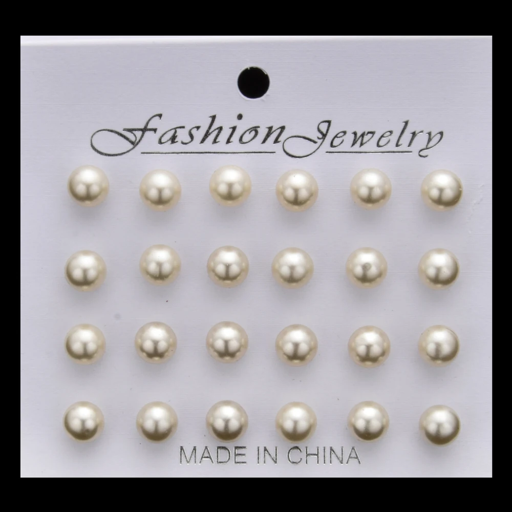 Серьги гвоздики с имитацией под жемчуг 12 пары/компл.|Серьги-гвоздики| |