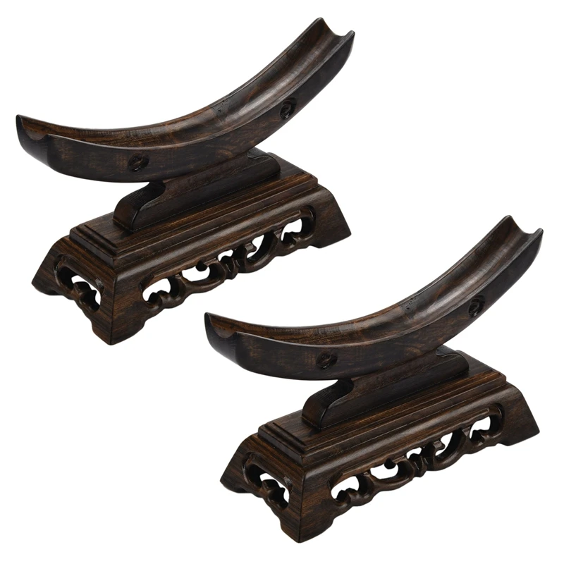 

2X Sword Stand Solid Wood Sword Display Katana Stand Holder Crescent Shape for General Swords