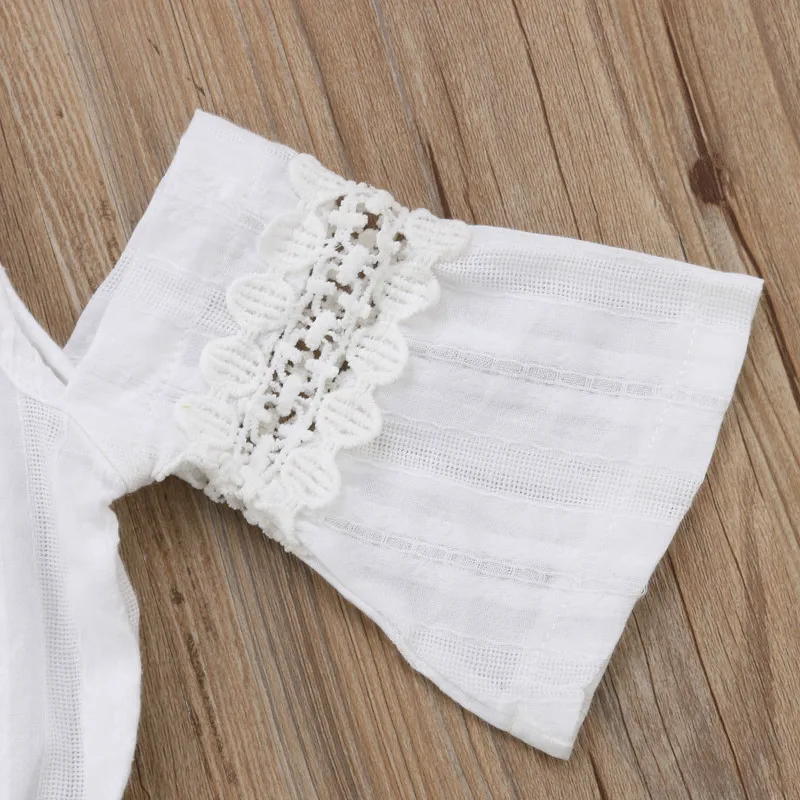 Pudcoco/Новинка модные детские кружевные топы для девочек джинсы с цветочным