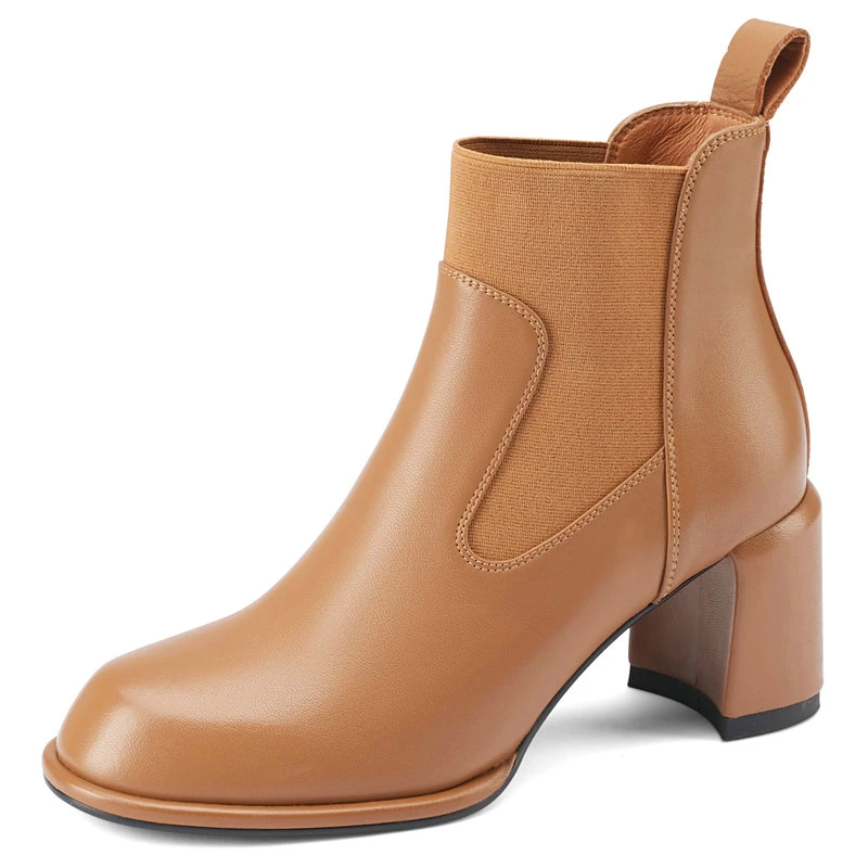 

Top Qaulity Ankle Boots 2021 Autumn Newest Chunky high Heels Shoes Woman Winter Genuine Leather Office Lady Casual Boots