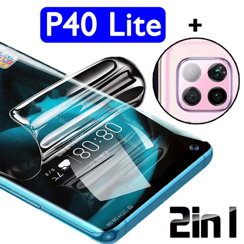 

P40 lite защита экрана с объективом камеры для huawei p 40 40 lite nova 7i se Гидрогелевая защитная пленка 40p полное покрытие (не стекло)