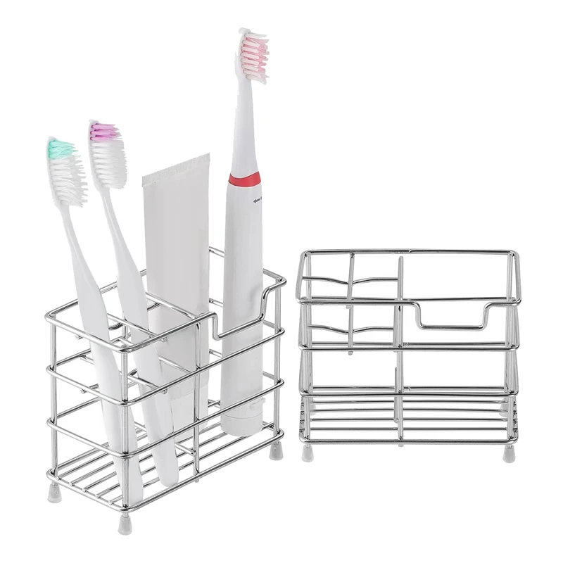 2 Pack Stainless Steel Toothbrush Holder 5 Slots Wall Rack Storage Organizer For Bathroom | Дом и сад