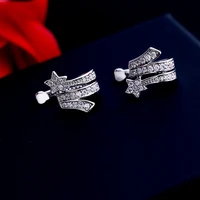 fresh and lovely personality simple star shape cubic zirconia clip earrings ladies hot selling clip earings jewelry accessories