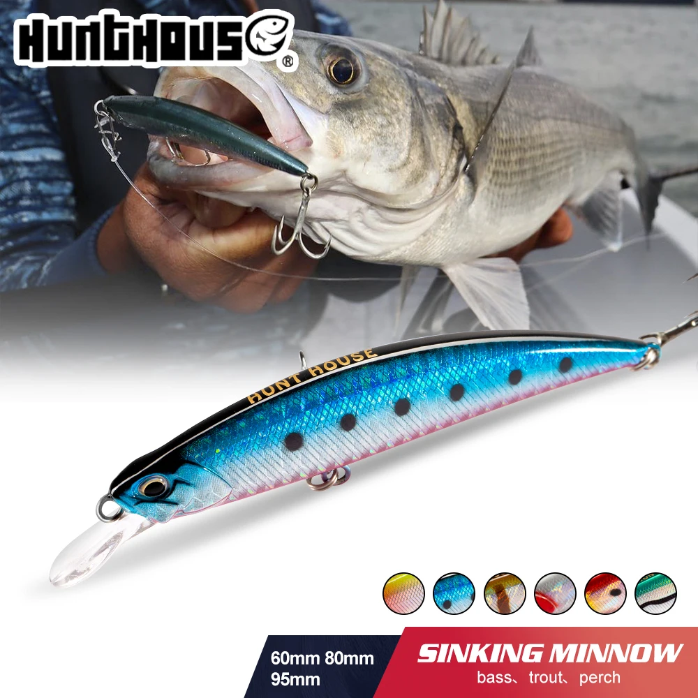 

Hunthouse spearfead ryuki minnow lure 60mm/7g 80mm/13g 95mm/16g wobbler sinking long casting trou perch bass fishing hard bait