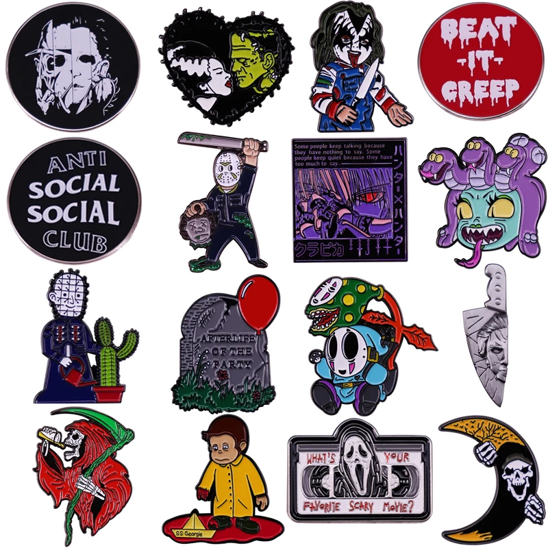 C373 коллекция фильмов ужасов жесткие эмалированные булавки для женщин и мужчин