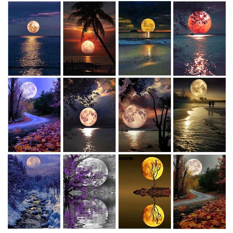 Общая группа круглый бриллиант лунный свет солнце море песчаный пляж