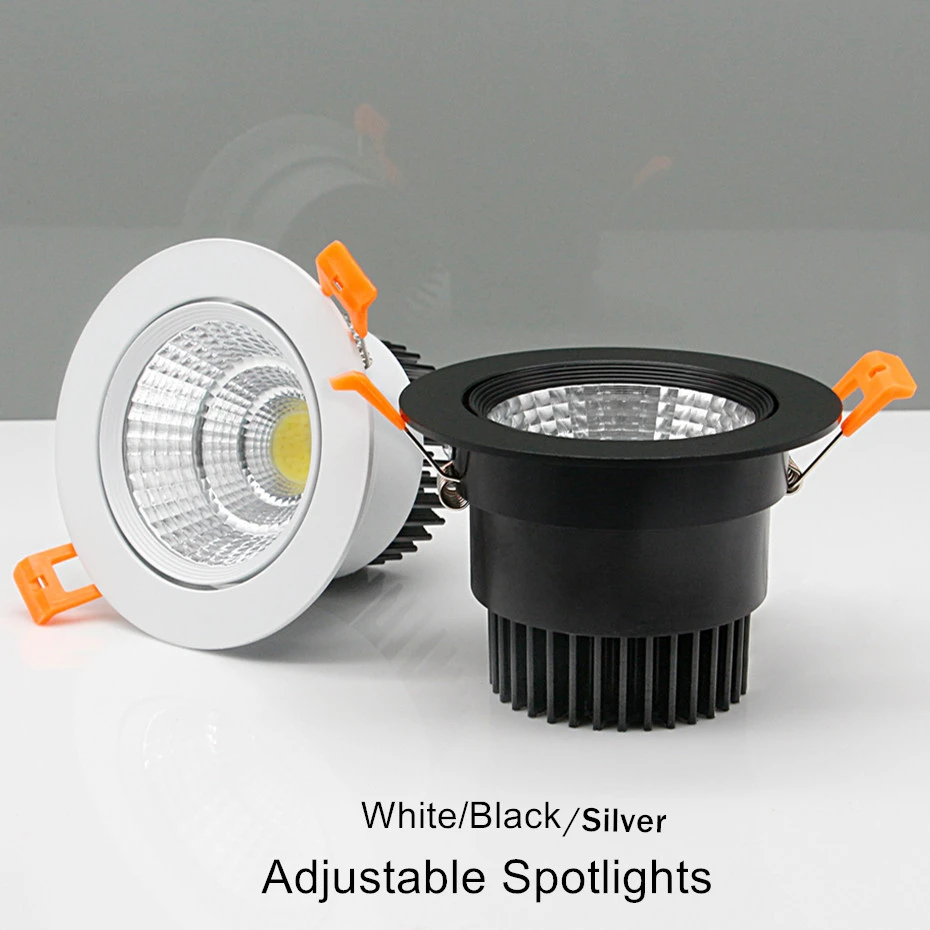 Светодиодный COB Точечный светильник потолочный белый черный серебристый