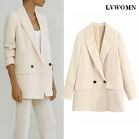 lvwomn za 2021 women blazer spring fashion office lady long sleeve coats female loose casual suit solid jacket woman clothes