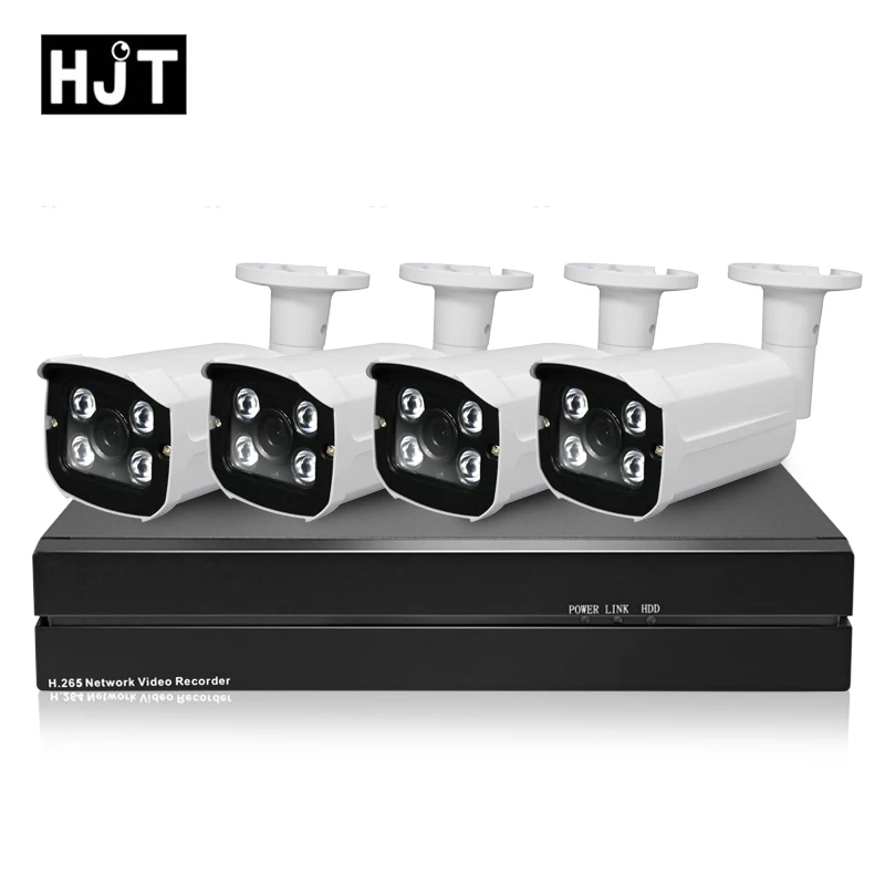 HJT H.265 IP Камера 2.0MP POE 48V 4CH комплект видеонаблюдения 8CH NVR набор камеры для отдыха на
