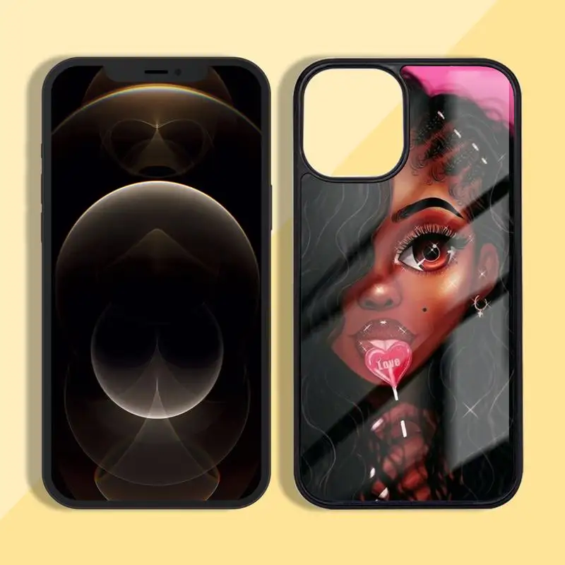 

MELANIN POPPIN Girl Phone Case Silicone TPU+PC For iPhone 11 12 mini Pro MAX 5 6 7 8 Plus Samsung Note20 10 Plus S7 8