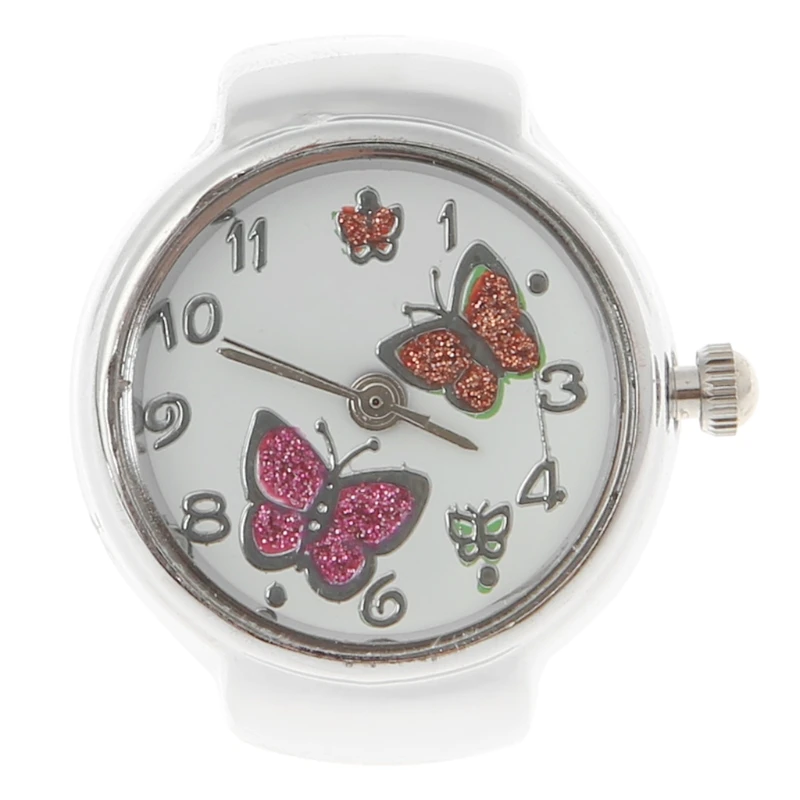 

Women Dial Quartz Analog Finger Ring Watch Butterfly Elastic Gift Creative Steel
