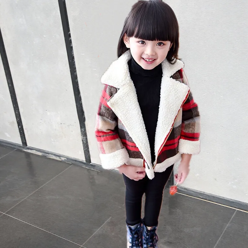 Импортные товары шерстяное пальто для девочек с узором &quotгусиная лапка&quot