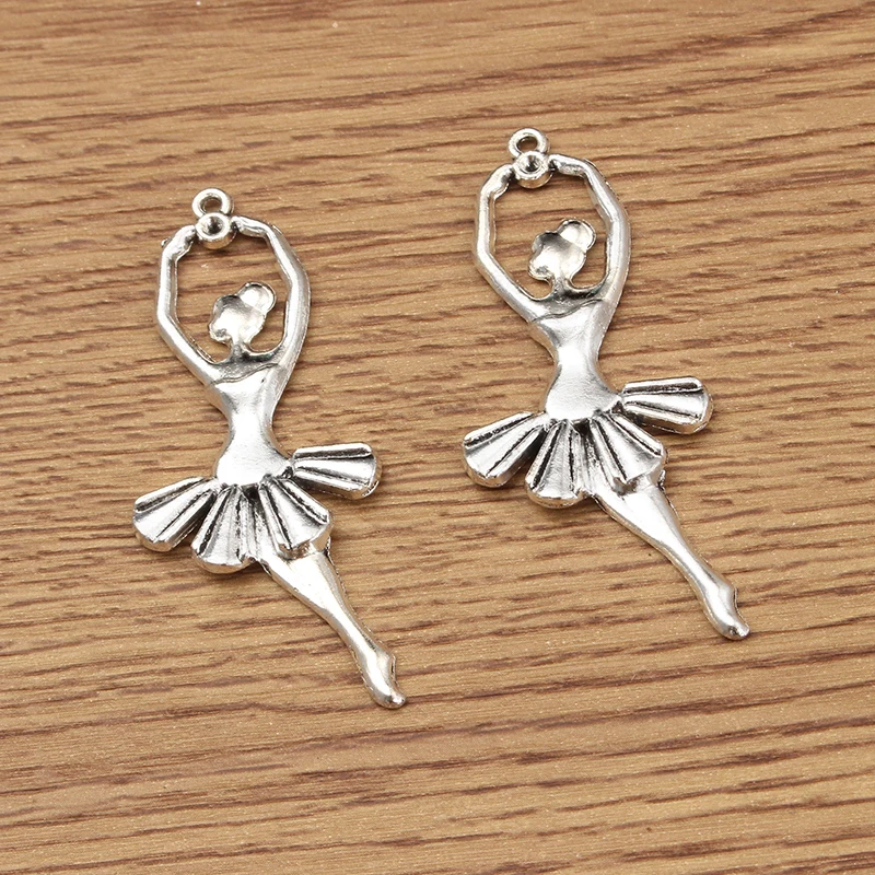 

10Pcs Silver Color Dancing Girl Charms Pendants Ballerina Dancer Ballet Pendant For diy Earrings Necklace Jewelery Making