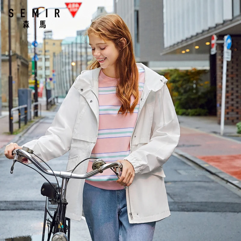 Куртка SEMIR женская повседневная с капюшоном модное Свободное пальто средней