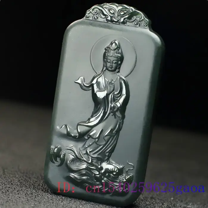 

Hetian Jade Guanyin Pendant Necklace Chinese Fashion Jadeite Gifts Carved Natural Amulet Jewelry Women Men Charm