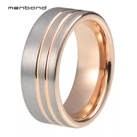 tungsten wedding band rose gold wedding ring for men and women with grooves and brushed finish 8mm comfort fit