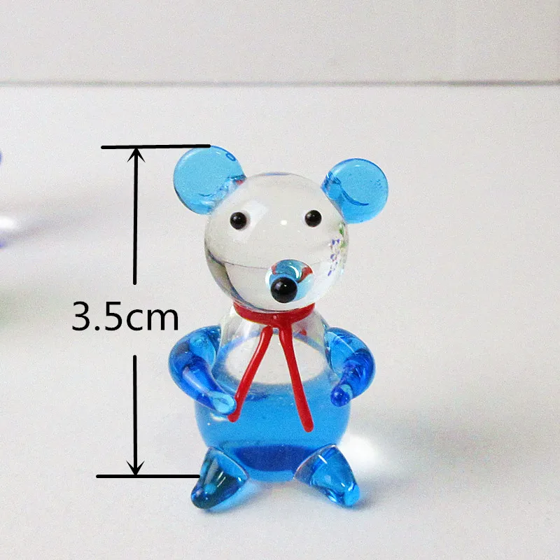 

6pcs Custom Murano glass bear figurines high quality hand made Miniature cartoon animal statue Home Desktop Decor ornament Set