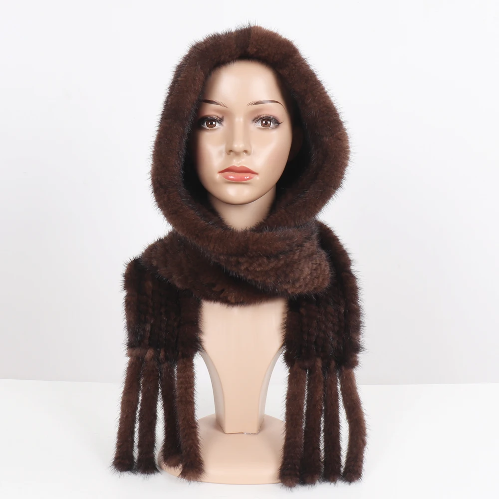 Женская теплая шапка из натурального меха норки вязаная 2021 зимняя шапка-шарф 100% |