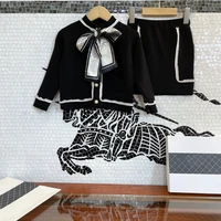 designer childrens clothing 2021 early autumn new girls knitted coat skirt two piece suit fashionable ladies girl clothes set