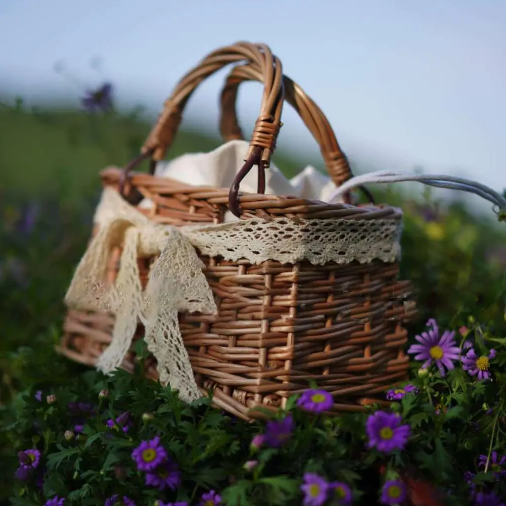 

Children's Mini Hand Woven Basket Handbag Mini Handbag Cute Woven Basket Purse For Little Girls Toddlers