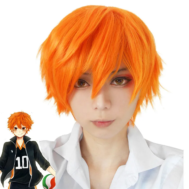 Haikyuu! Парик Hinata Syouyou для косплея термостойкий из синтетических волос с короткими