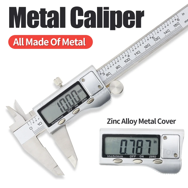 

Digital Metal Caliper Stainless Steel Vernier Calipers Electronic Micrometer Ruler Depth Measuring Tool Gauge Instrument 0-150mm