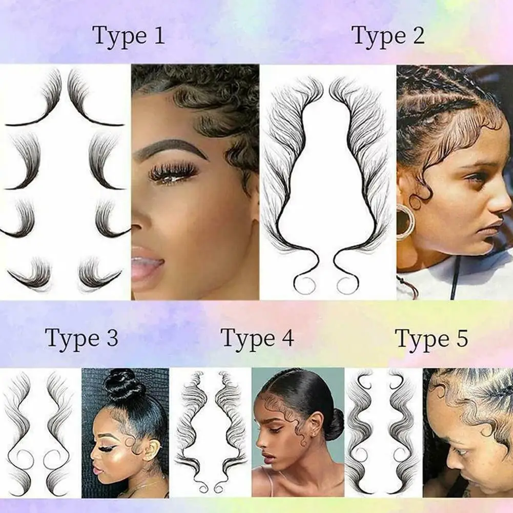 

Baby Hair Tattoo Stickers Waterproof 5 Styles Hair Tattoo Decals Easy To Use High-quality Create A Beautiful Visual Effect